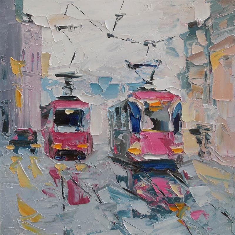 Painting After the rain by Lunetskaya Elena | Painting Figurative Urban Life style Oil