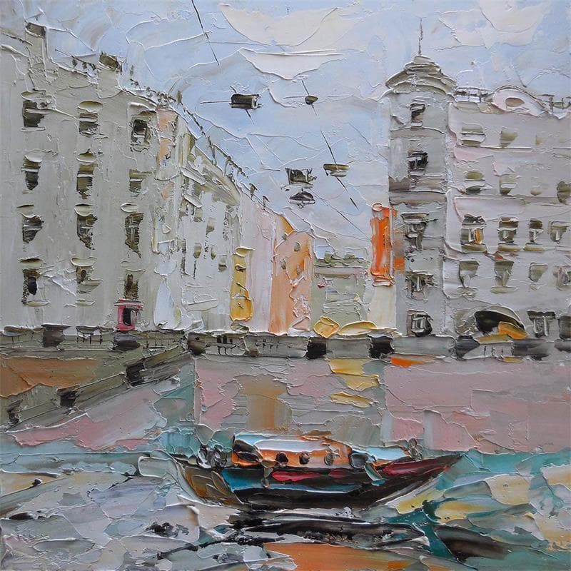 Painting Old city by Lunetskaya Elena | Painting Figurative Oil Marine, Urban