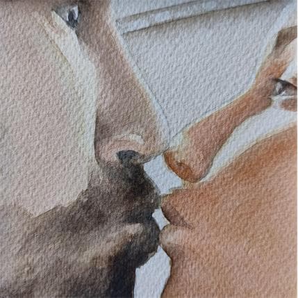 Painting Bisous by Rovira Gustems Marta | Painting Figurative Watercolor Life style, Portrait