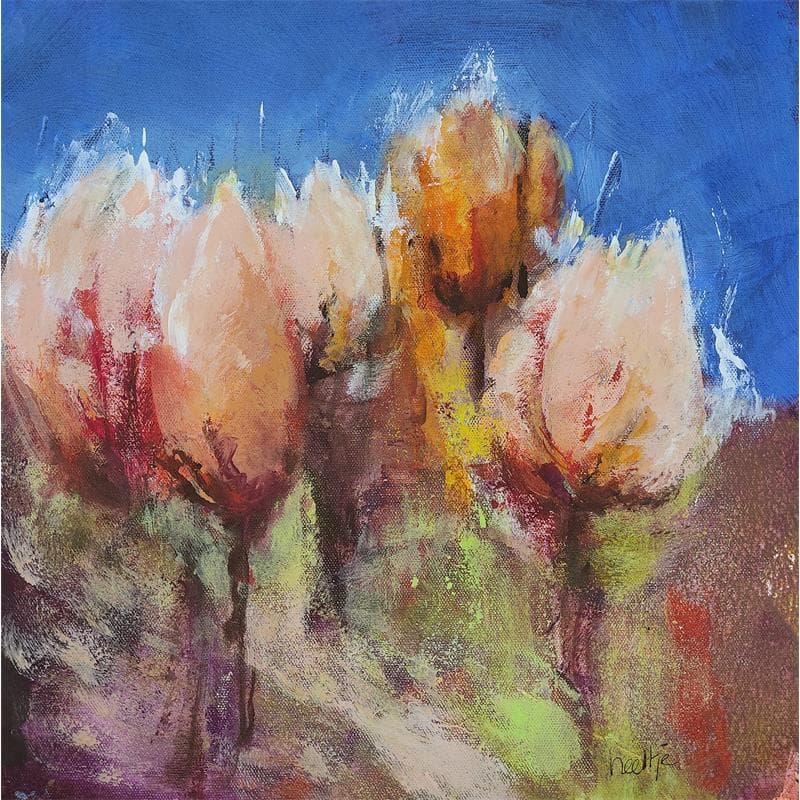 Painting 19 Tulips 37 by Nelleke Smit | Painting Figurative Still-life Oil Acrylic