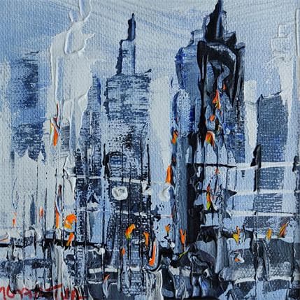 Peinture Blue city par Paul Ygartua | Tableau Figuratif Huile Vues urbaines