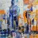 Peinture Orange and blue skyline par Paul Ygartua | Tableau Vues urbaines