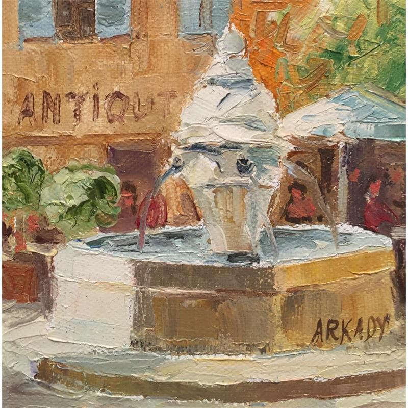 Painting Fontaine d'Aix-en-Provence by Arkady | Painting Figurative Oil Urban
