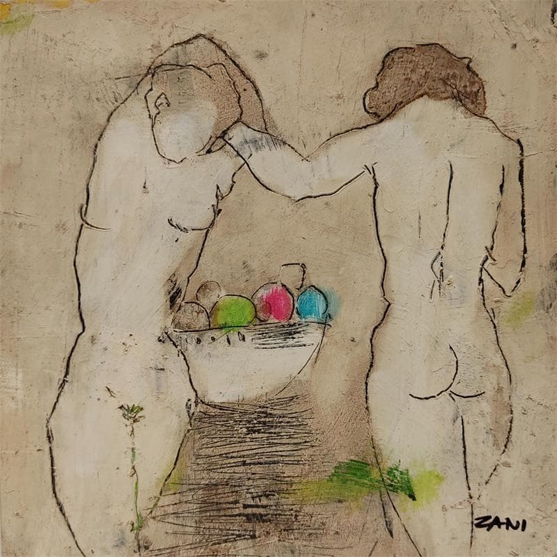Painting Ladies with fruits by Zani | Painting Figurative Nude Acrylic