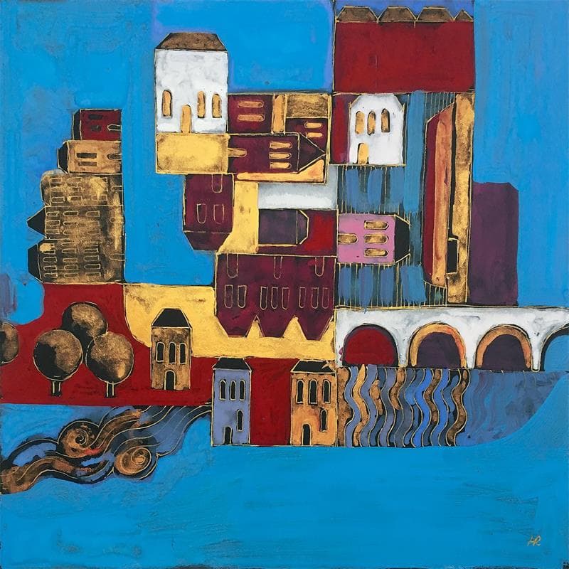 Painting 768 Harbour by Ragas Huub | Painting Figurative Urban Acrylic