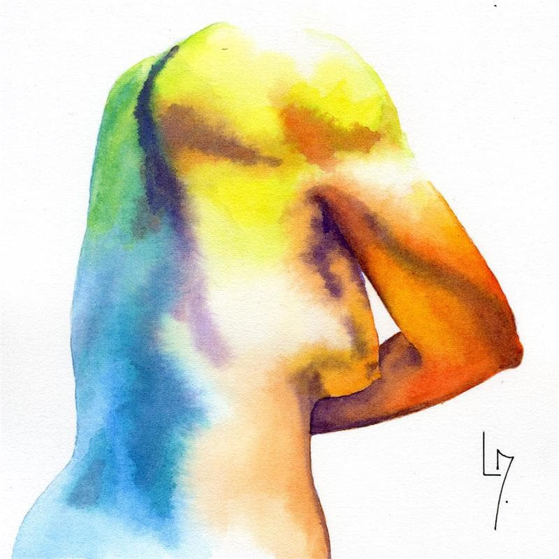 Painting NF 60 by Loussouarn Michèle | Painting Figurative Watercolor Nude