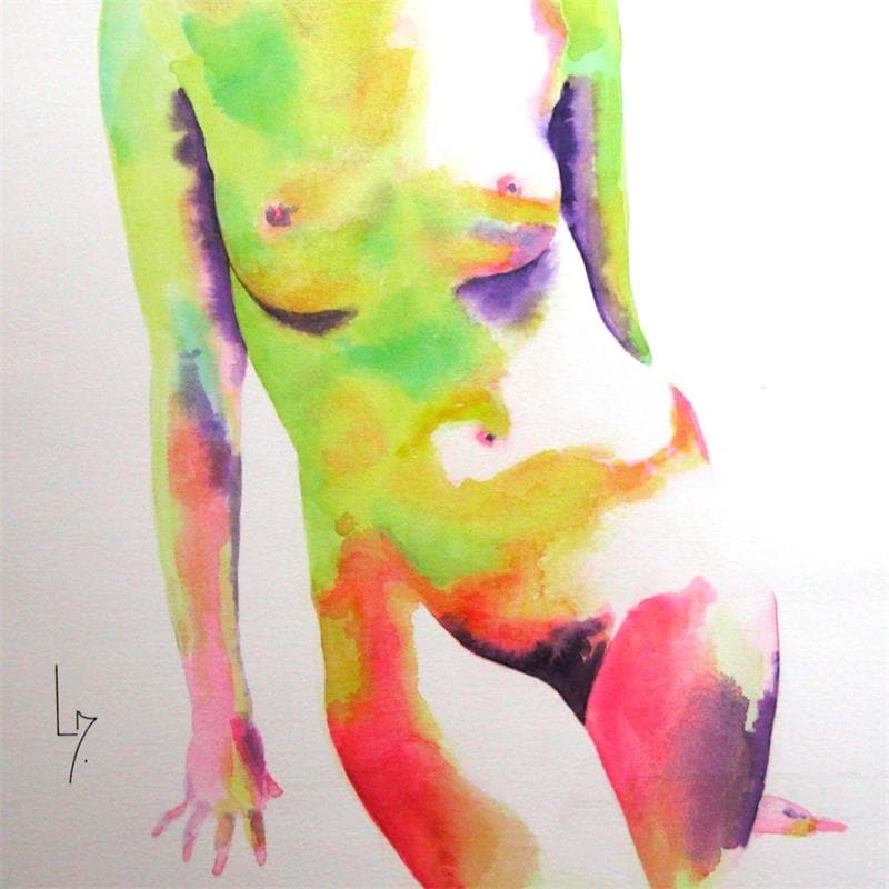 Painting NF 17 by Loussouarn Michèle | Painting Figurative Watercolor Nude