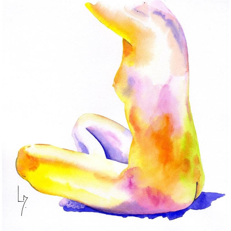 Painting NF 80 by Loussouarn Michèle | Painting Figurative Watercolor Nude