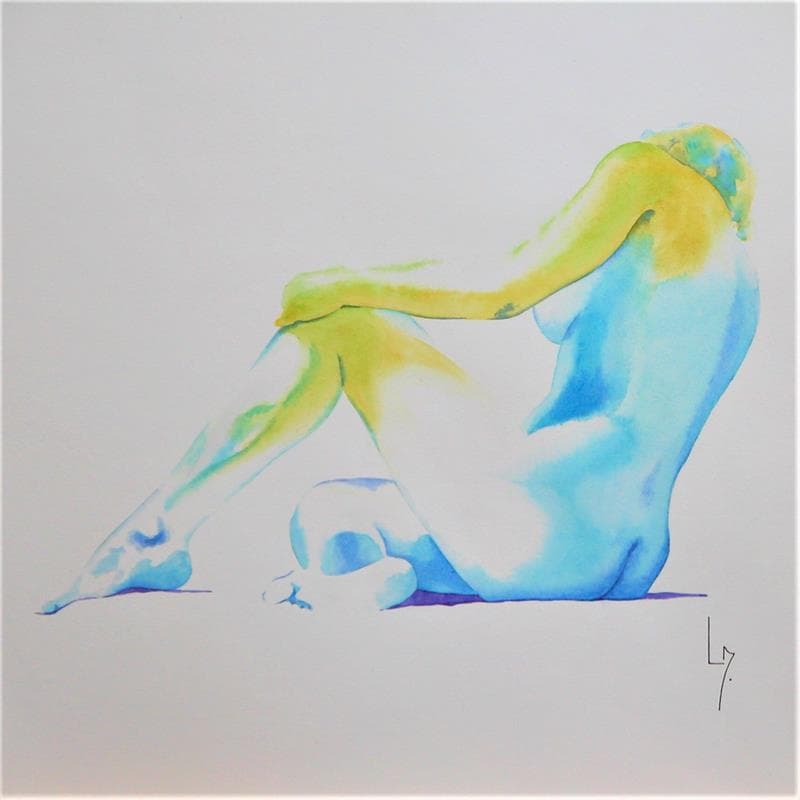 Painting NF 86 by Loussouarn Michèle | Painting Figurative Watercolor Nude