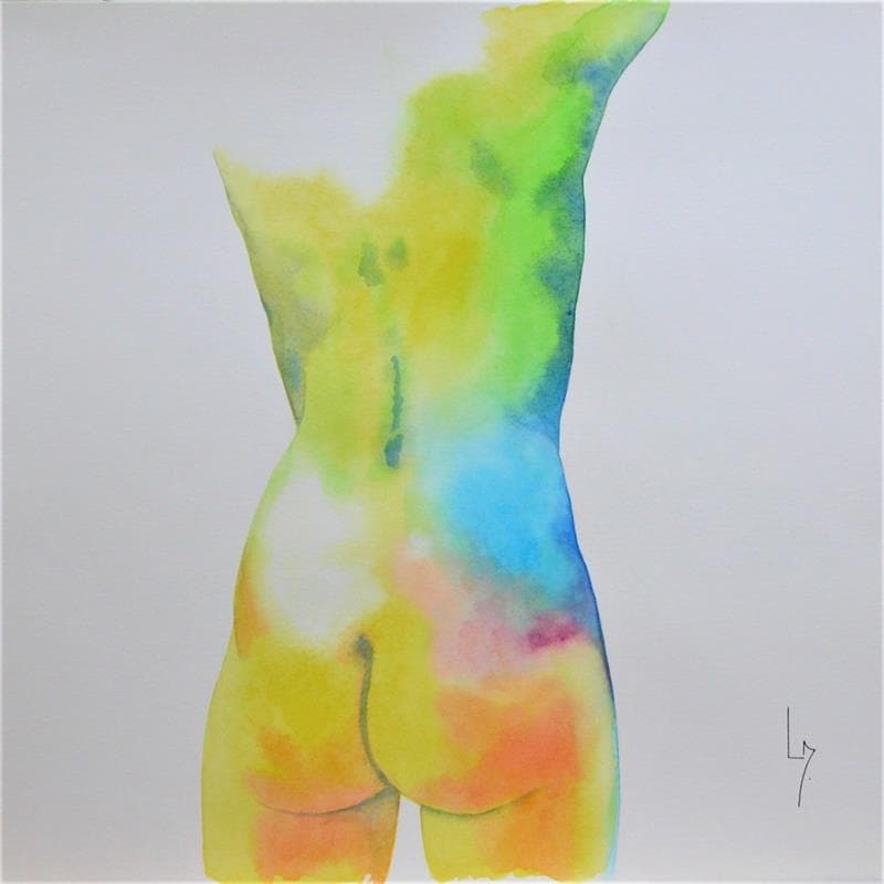 Painting NF 83 by Loussouarn Michèle | Painting Figurative Watercolor Nude