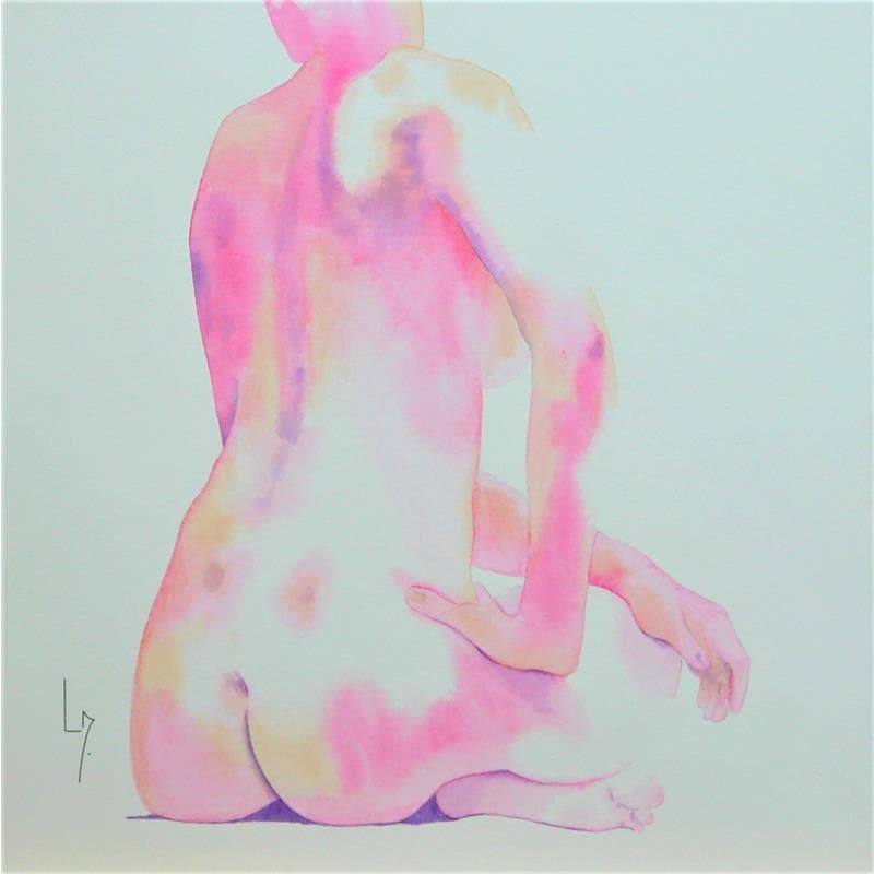 Painting NF 97 by Loussouarn Michèle | Painting Figurative Nude Watercolor
