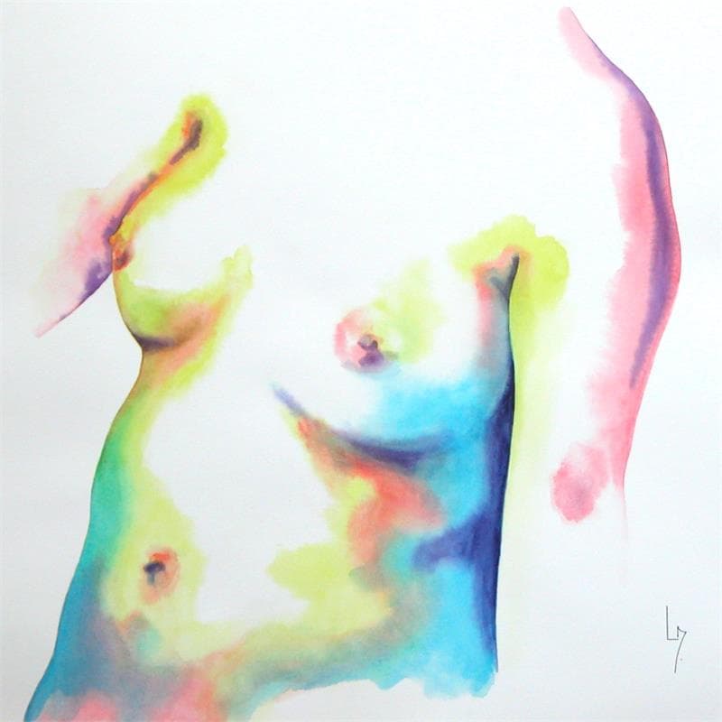 Painting NF 48 by Loussouarn Michèle | Painting Figurative Watercolor Nude