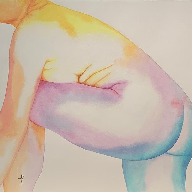 Painting NF44 aquarelle by Loussouarn Michèle | Painting Figurative Watercolor Nude