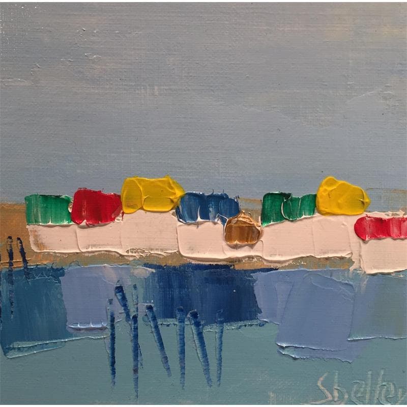 Painting Caprice bleu by Shelley | Painting Abstract Oil Landscapes