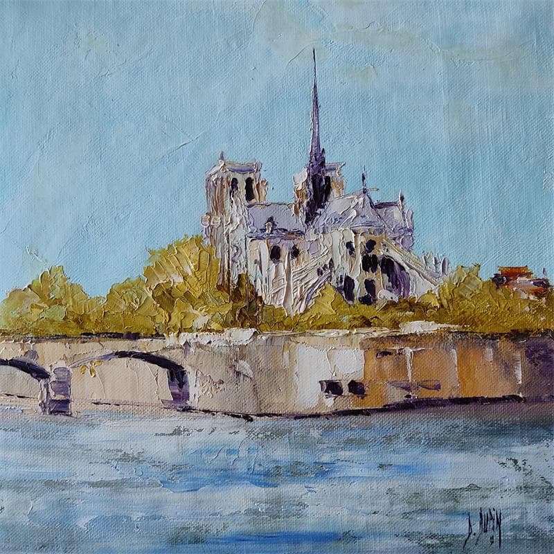 Peinture Notre Dame par Dupin Dominique | Tableau Figuratif Urbain Huile