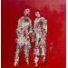 Peinture Avec toi sur fond rouge par Escolier Odile | Tableau Figuratif Acrylique