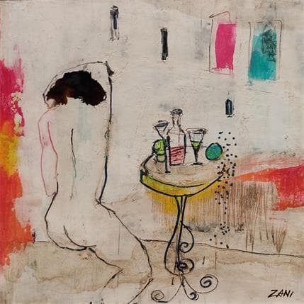 Painting By the table by Zani | Painting Figurative Acrylic Nude
