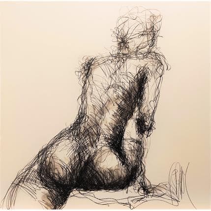Painting Camille by Sahuc François | Painting Figurative Mixed Black & White, Nude
