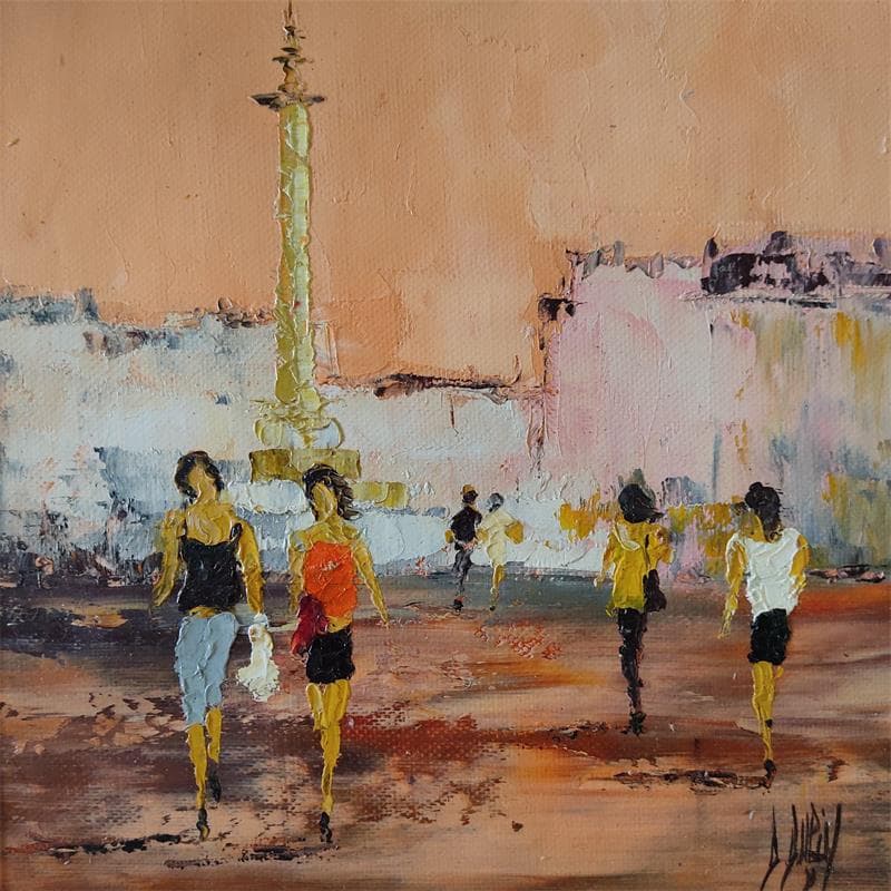 Painting Place de la bastille by Dupin Dominique | Painting Figurative Life style Oil