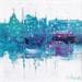 Peinture Vue en bleu sur la ville par Fièvre Véronique | Tableau Figuratif Acrylique Vues urbaines