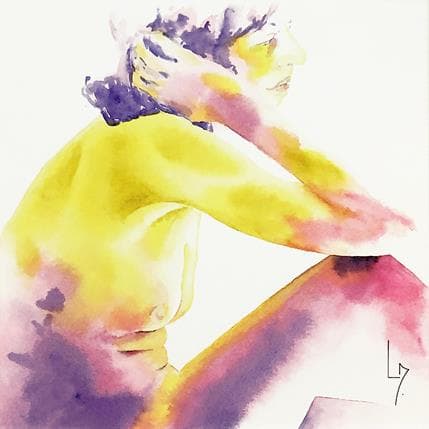 Painting NF 34 by Loussouarn Michèle | Painting Figurative Watercolor Nude