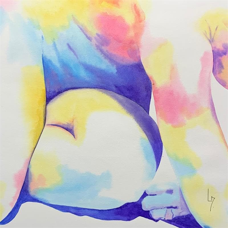 Painting NF33 aquarelle by Loussouarn Michèle | Painting Figurative Watercolor Nude