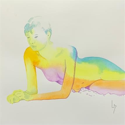 Painting NF63 aquarelle by Loussouarn Michèle | Painting Figurative Watercolor Nude
