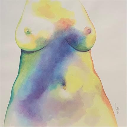 Painting NF50 aquarelle by Loussouarn Michèle | Painting Figurative Watercolor Nude