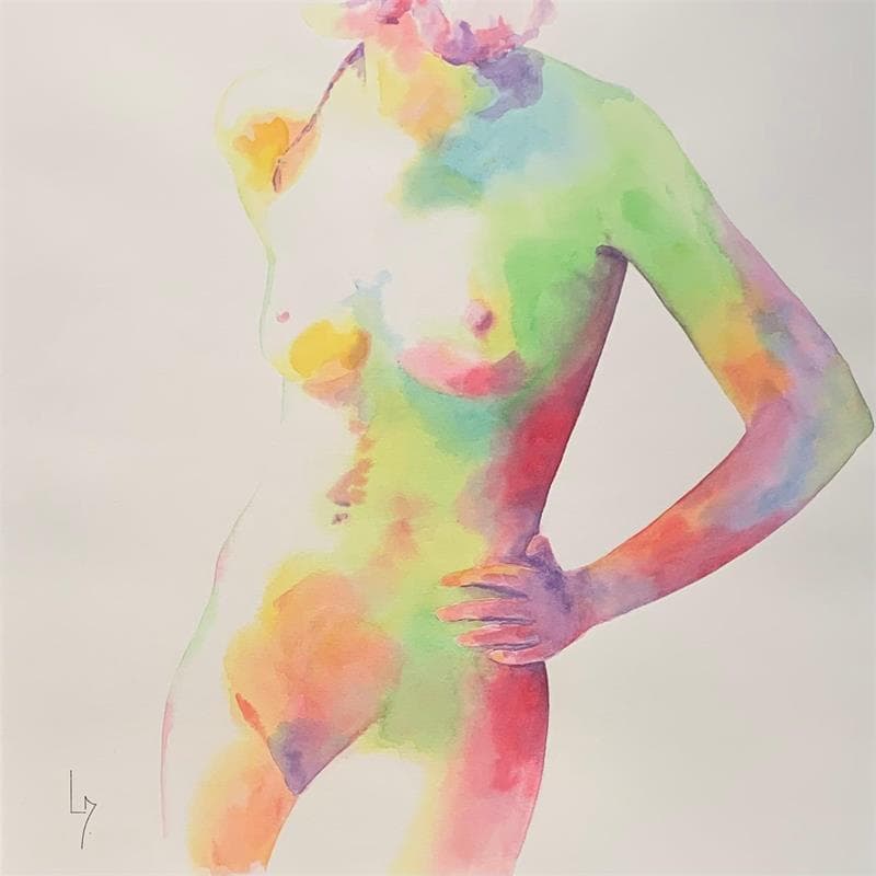 Painting NF31 aquarelle by Loussouarn Michèle | Painting Figurative Nude Watercolor
