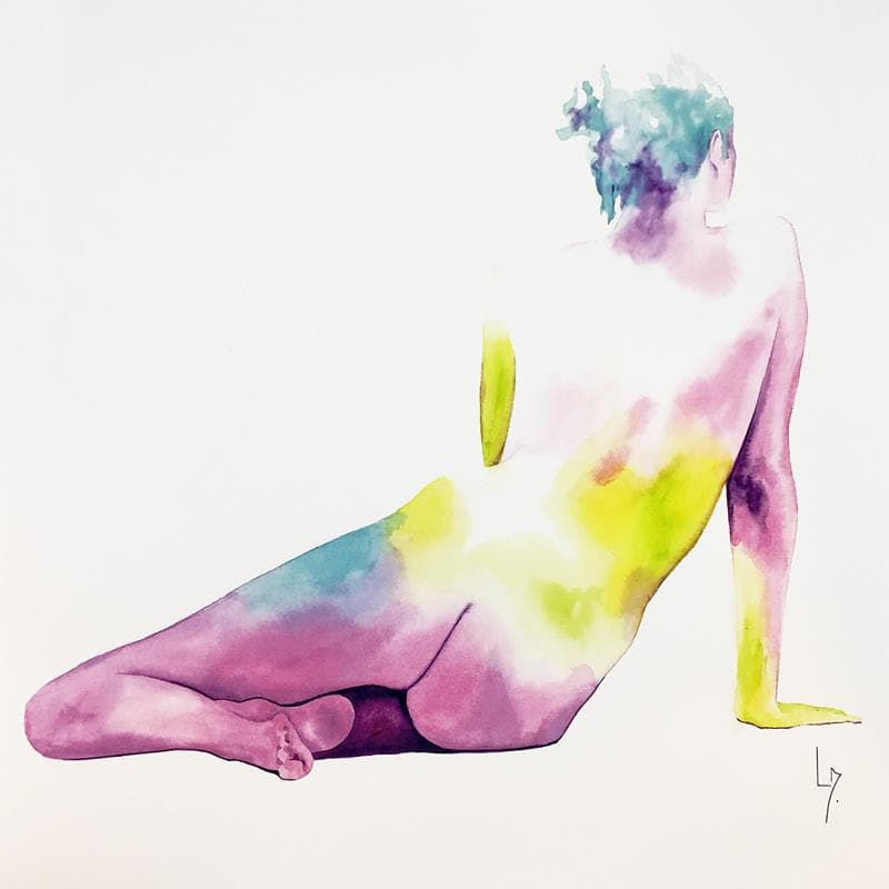 Painting NF 66 by Loussouarn Michèle | Painting Figurative Nude Watercolor Acrylic