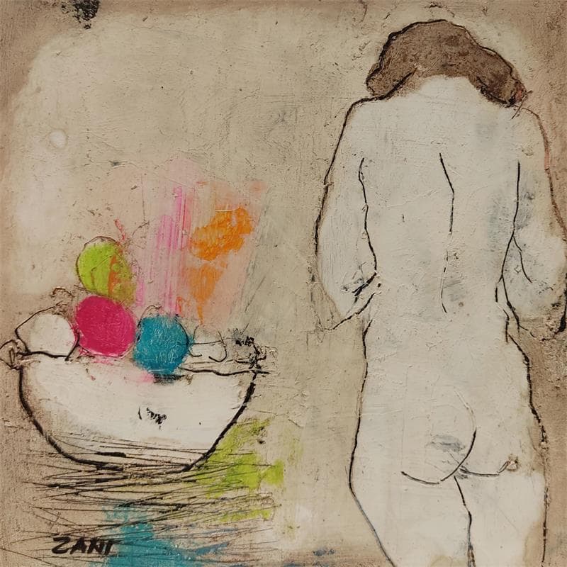 Painting Lady with fruits 2 by Zani | Painting Figurative Nude Acrylic