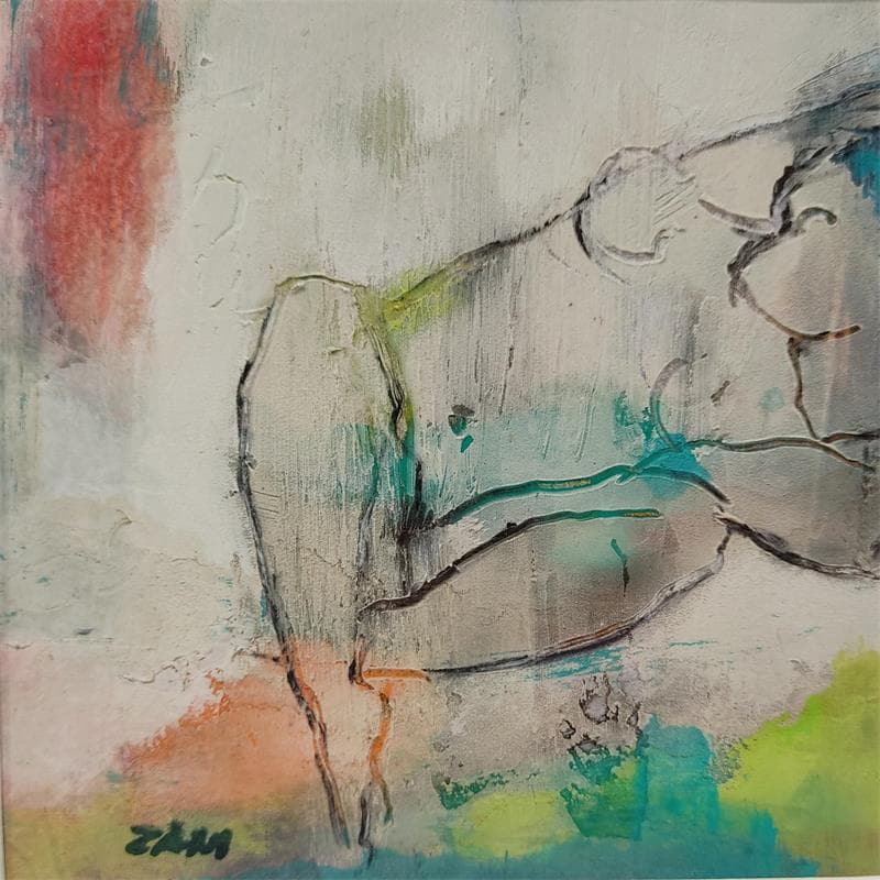 Painting Sleeping by Zani | Painting Figurative Nude Acrylic