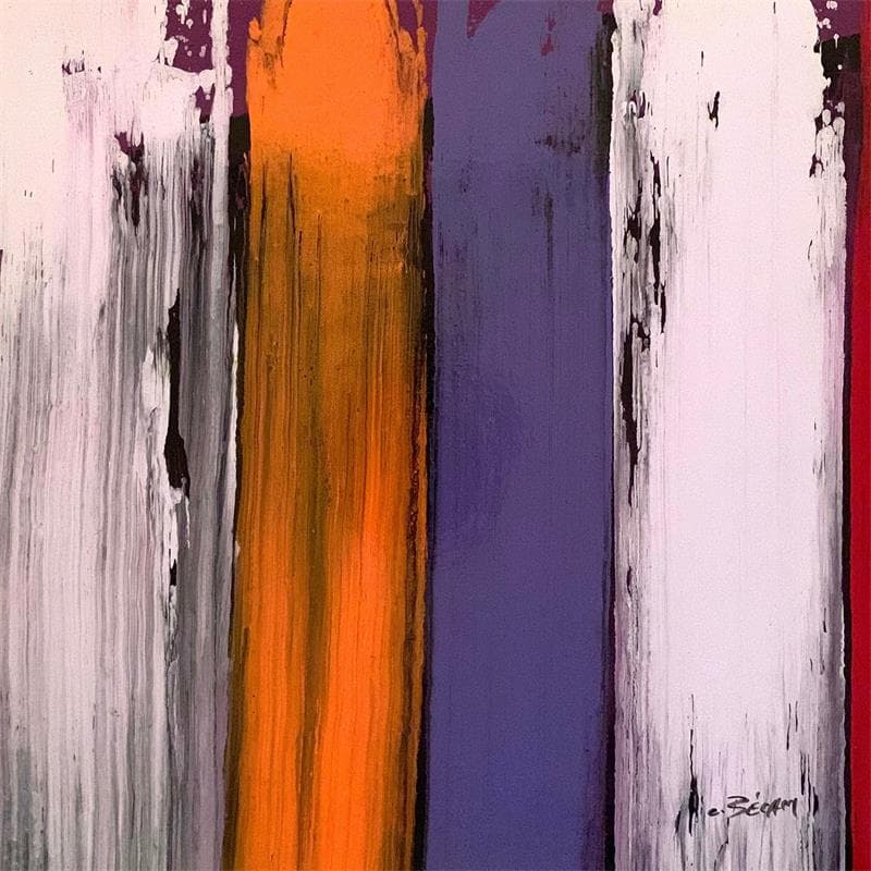 Gemälde Bandes colorées n°21 von Becam Carole | Gemälde Abstrakt Minimalistisch Öl