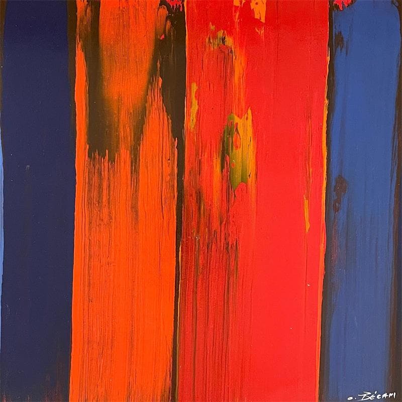 Peinture Bandes colorées n°60 par Becam Carole | Tableau Abstrait Minimaliste Huile