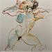 Peinture Charlotte dansant 2 par Brunel Sébastien | Tableau Figuratif Portraits Nu Aquarelle