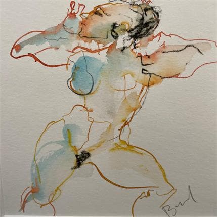 Painting Charlotte dansant 2 by Brunel Sébastien | Painting Figurative Watercolor Nude, Portrait
