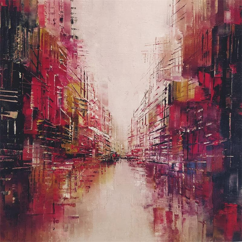 Painting BORDEAUX by Levesque Emmanuelle | Painting Abstract Oil Urban