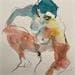 Painting Pauline accroupie by Brunel Sébastien | Painting Figurative Nude Watercolor