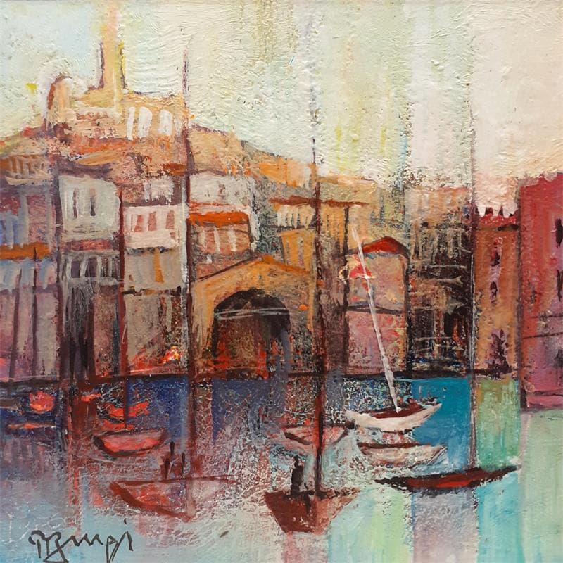 Painting VIEUX PORT by Burgi Roger | Painting Figurative Acrylic Landscapes
