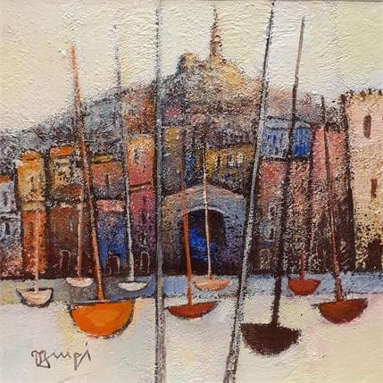 Painting Vieux Port ll by Burgi Roger | Painting Figurative Acrylic Landscapes, Marine, Urban