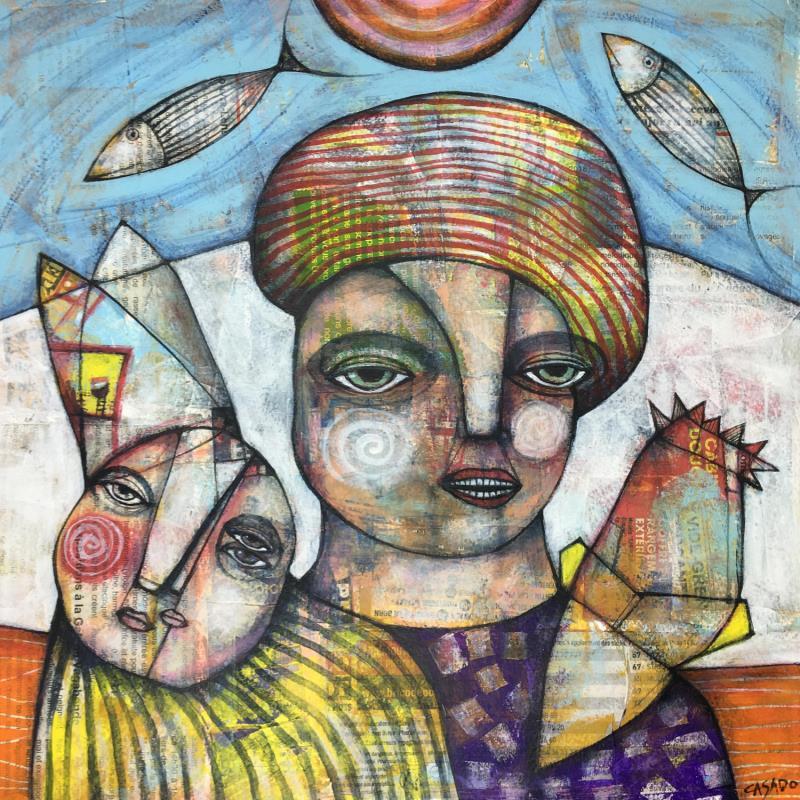 Peinture Fishes in the sky par Casado Dan  | Tableau Art Singulier Scènes de vie