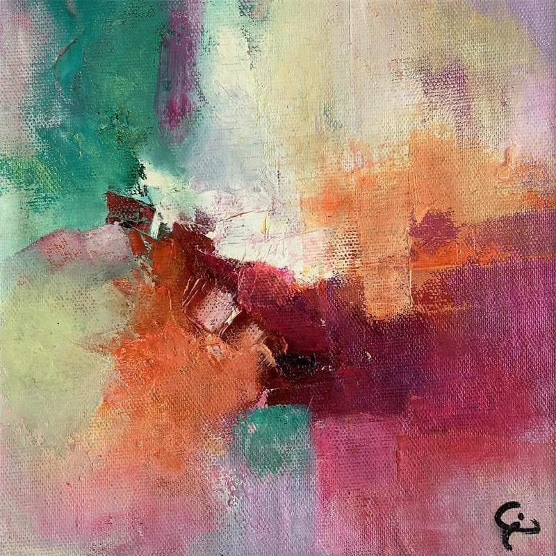 Painting Pink light by Teoli Chevieux Carine | Painting Abstract Minimalist Oil Acrylic