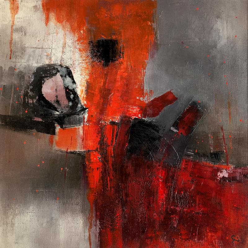 Painting Marquée au fer rouge by Teoli Chevieux Carine | Painting Abstract Minimalist Oil Acrylic
