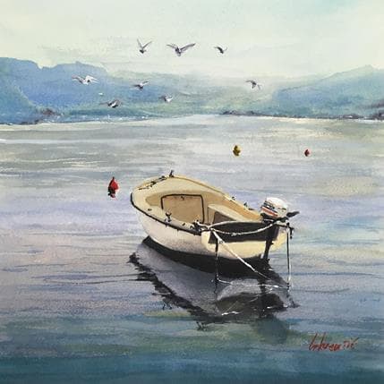 Painting Boat and... distance by Cirkvencic Tihomir | Painting Figurative Watercolor Marine