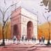 Painting Arc de Triomphe, afternoon scene by Dandapat Swarup | Painting Figurative Watercolor Urban