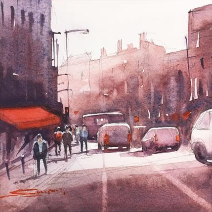 Painting Street view by Dandapat Swarup | Painting Figurative Watercolor Urban