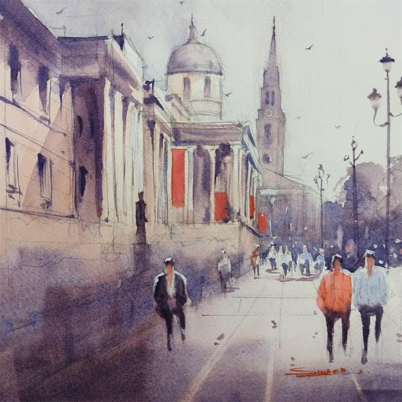 Painting National Gallery by Dandapat Swarup | Painting Figurative Watercolor Urban