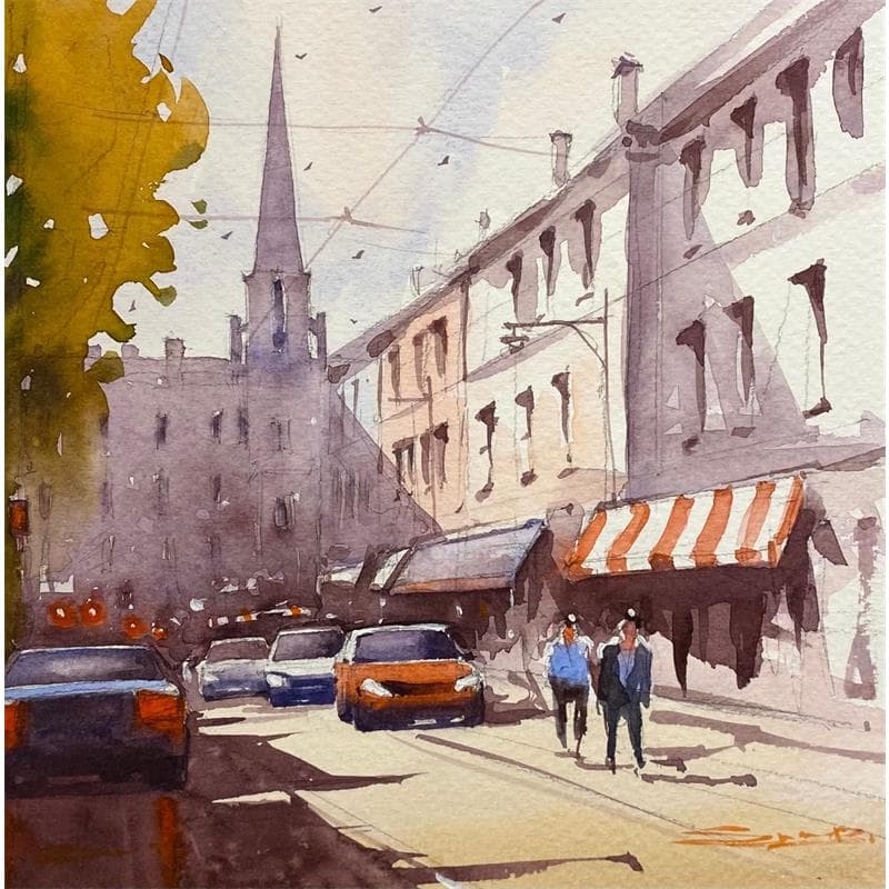 Painting Morning light I by Dandapat Swarup | Painting Figurative Landscapes Urban Life style Watercolor