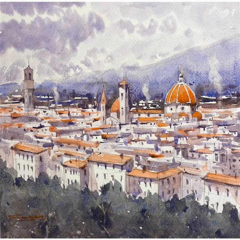 Painting An Italian morning by Dandapat Swarup | Painting Figurative Watercolor Landscapes, Urban