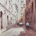 Gemälde Paris alley von Dandapat Swarup | Gemälde Figurativ Urban Aquarell